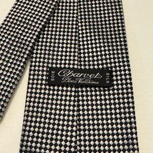 Charvet Tie - Black and Silver Checkerboard
